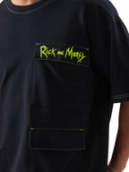 The Souled Store Official Rick & Morty: Escape from Reality Men and Boys Oversized fit Graphic Printed Half Sleeve Cotton Black