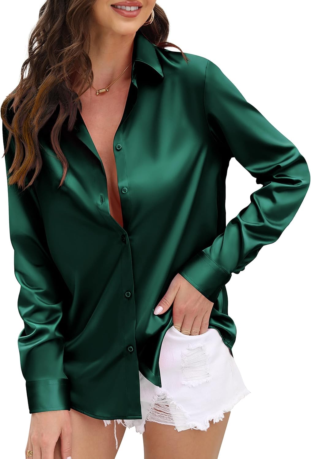Indoprimo Shirt For Women | Women Shirt | Shirt For Women | Full Sleeve Shirt For Women | Satin Shirt For Women | Western Shirt 