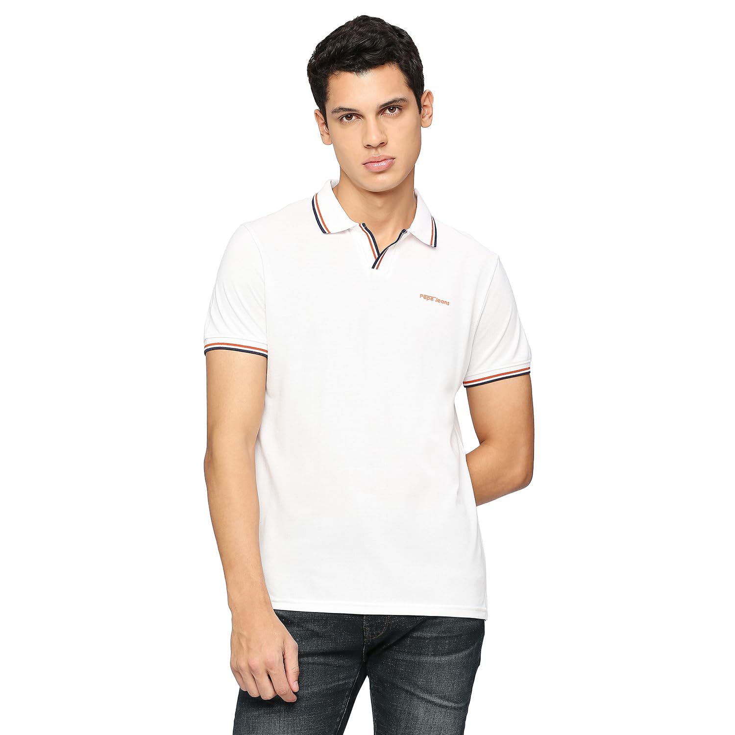Pepe Jeans MenS Solid Regular Fit T-Shirt (Pm542094_White
