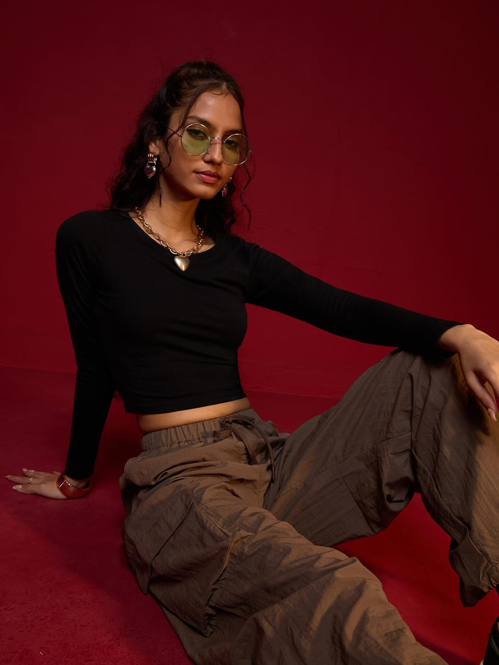 The Souled Store Solids: Black (Cropped Fit) Women Cropped Tops