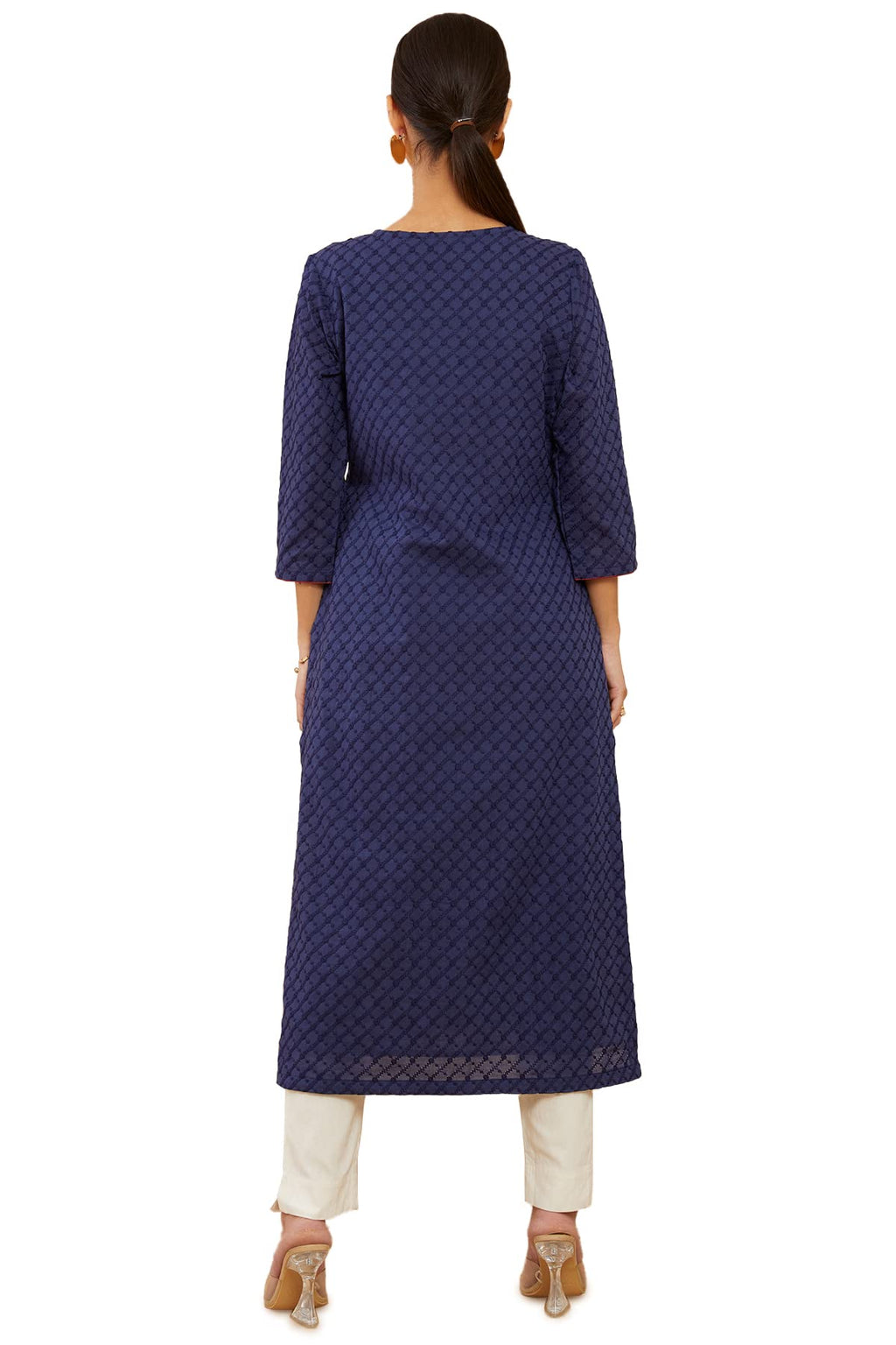 Soch Women Dark Blue Cotton Solid Kurta