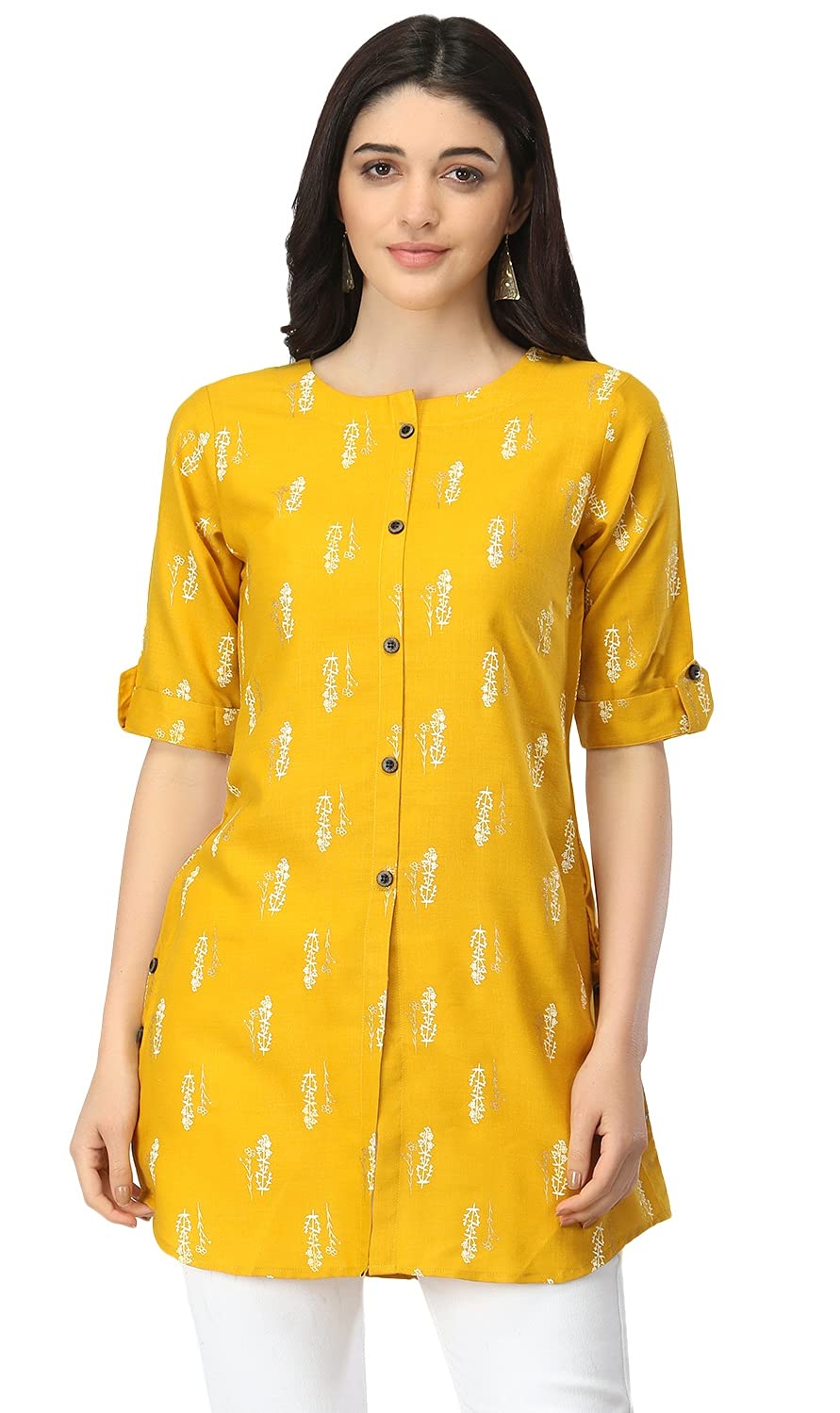 Leriya Fashion Rayon Fabric Printed Round Neck Short Kurtis For Women Top Dresses Kurti For Girls & Ladies Kurtis (Xx-Large, Mus