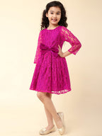 A.T.U.N. Girls Double Bow Dress Fuchsia