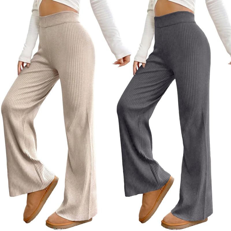 Pinkmint Combo Trouser for Women l Stylish Poly Lycra Trouser l Combo High Waisted Fancy Pant l Summer Wear (Pack of 2) Beige-Gr