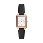Fossil Women's Raquel Quartz Stainless Steel and Leather Three-Hand Watch, Color: Rose Gold, Black (Model: ES5310)