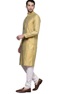 Manyavar Jacquard Print Knee Long Kurta and Churidar Set for Men