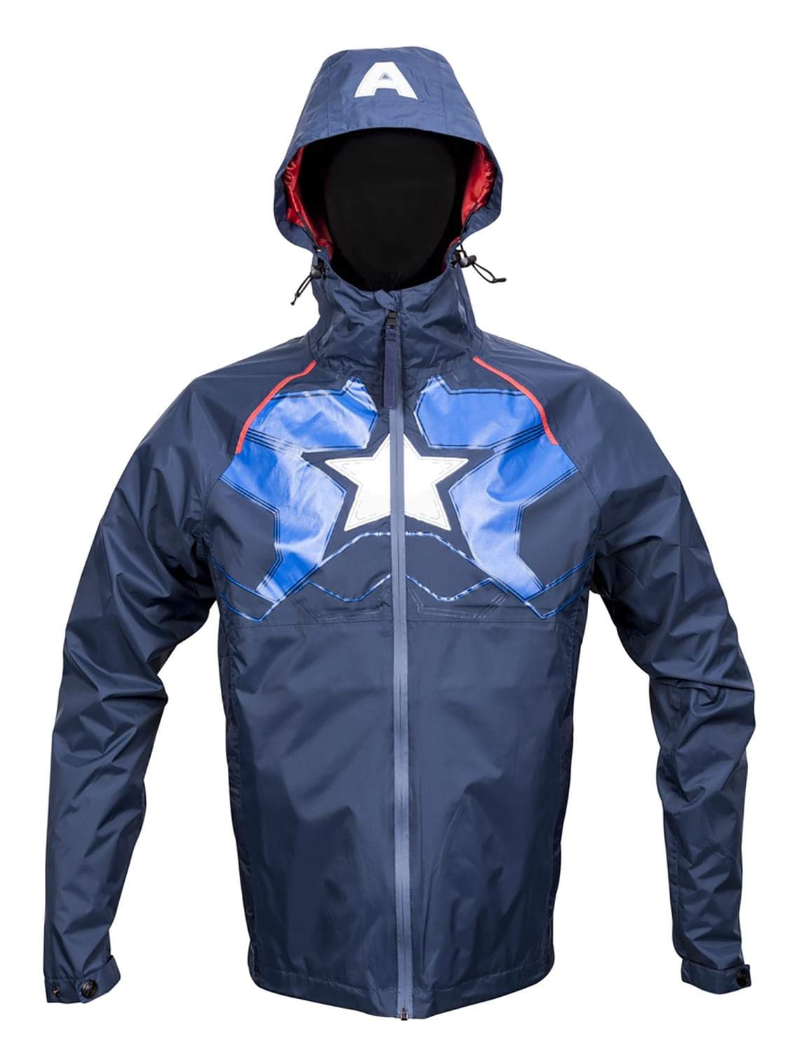 Marvel Captain America Mens Zip Raincoat Hooded Jacket | Small