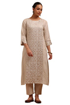 Soch Women Linen Embroidered Kurta Set with Thread Work