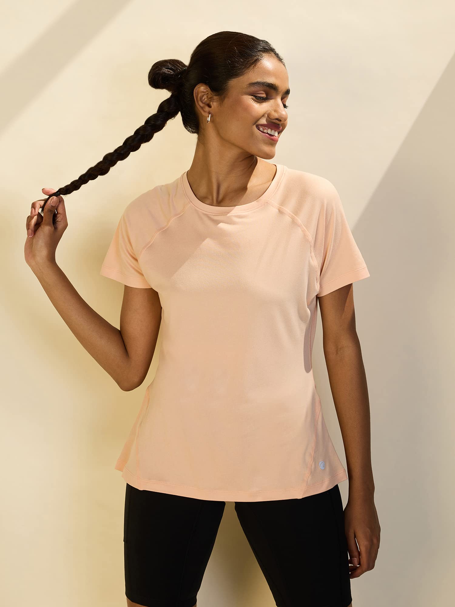 Nykd All Day Sun Protect Running Tee For Workouts & Athletics With Deatiled Ribbed Crew Neck | Sweat Wicking | Anti- Odour | Uv