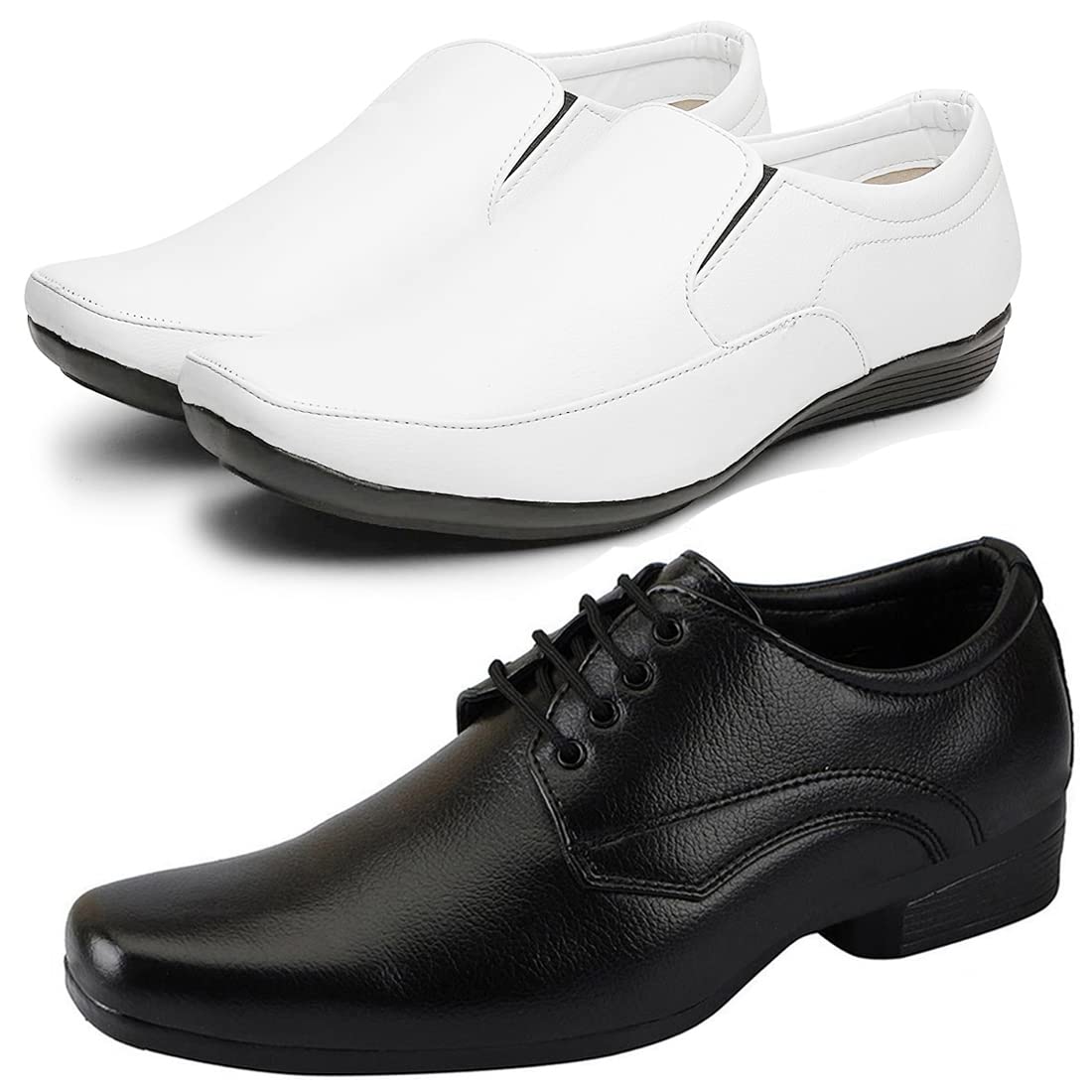 Graceful Formal Shoes/Party Shoes/ 2 Shoes Combo with Free Belt for Men and Boys (BAZAAR8137_VTR001Blk2007Bdr) Multicolor 7