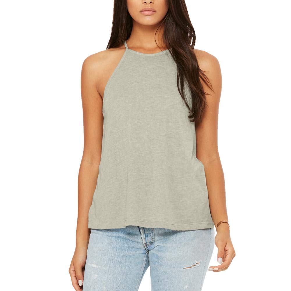 Ladies Flowy High Neck Tank - WHITE - S(D0102H7W3Q2)