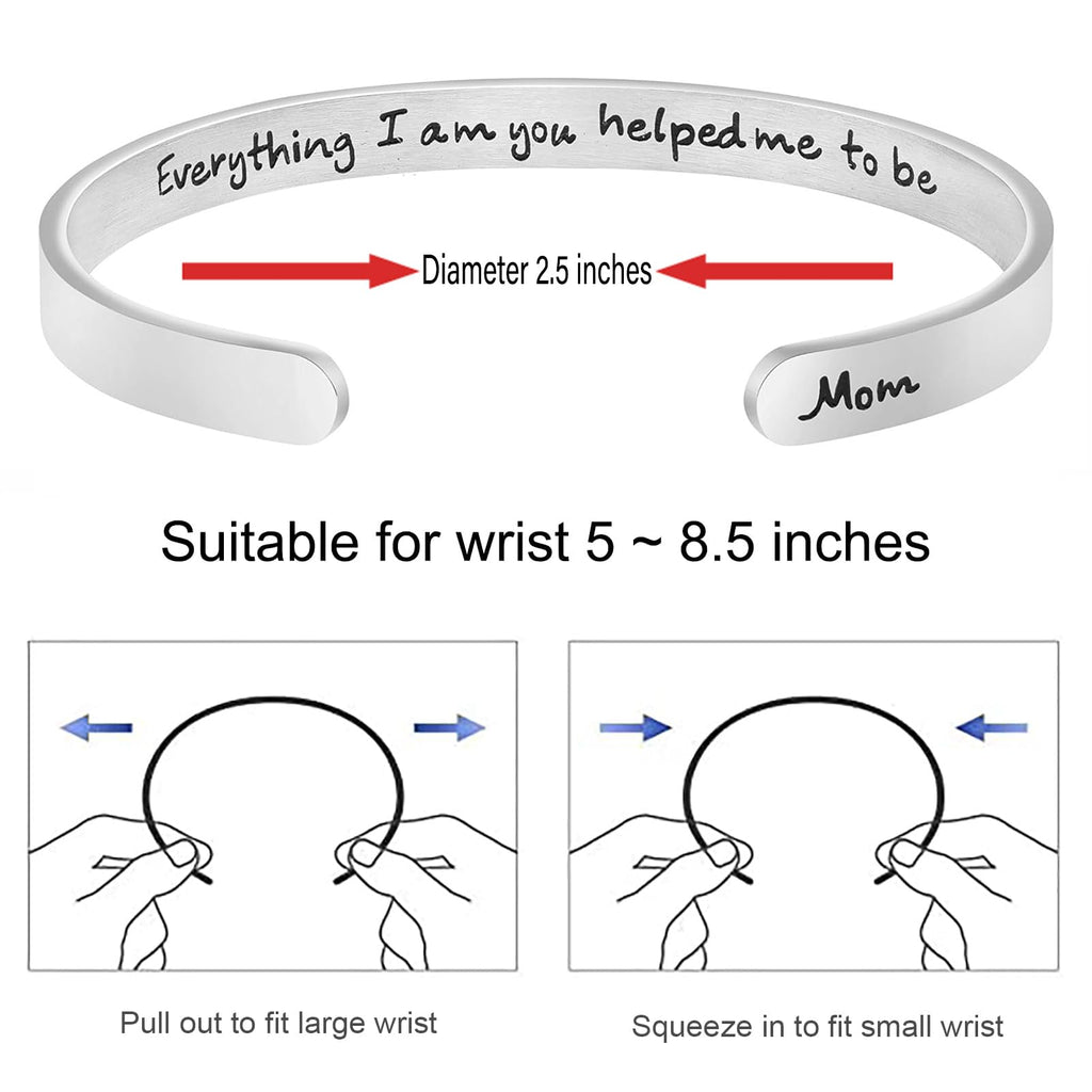 JoycuFF gifts for Mom Mama Mum Mommy Mothers Day Bracelet Mother Daughter Jewelry Everything I am You helped Me to Thanks Mom