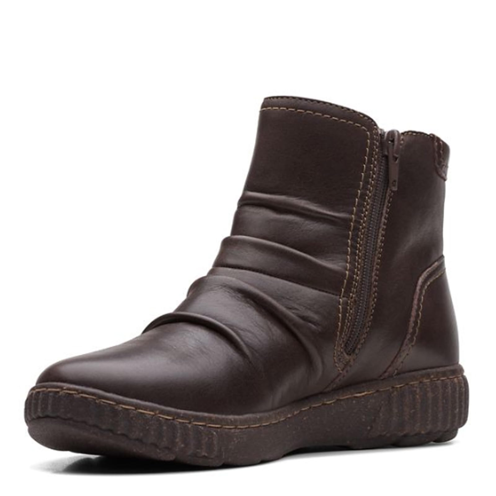 Clarks Women's Caroline Orchid Ankle Boot, Dark Brown Leather, 6