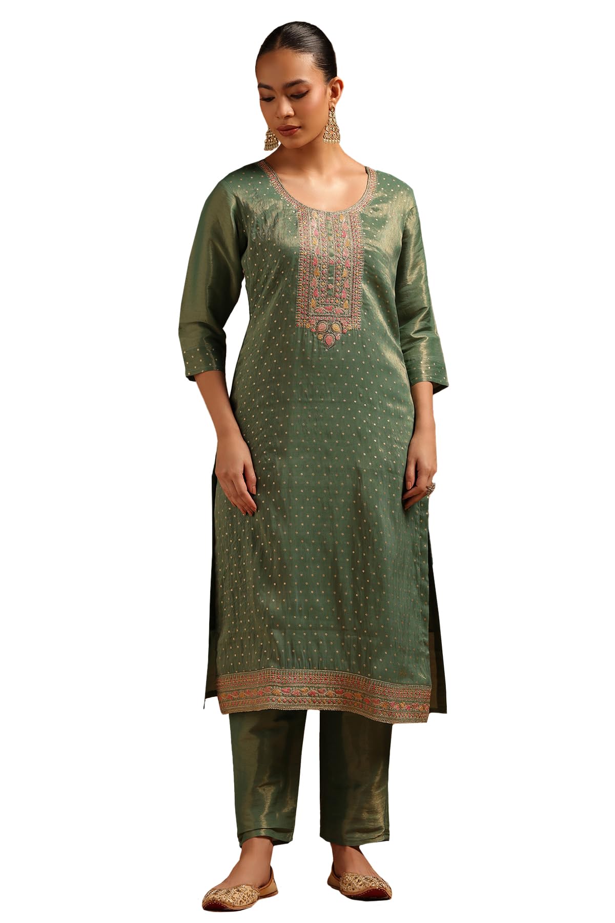 Soch Women Tissue Woven Design Kurta Set with Thread Work