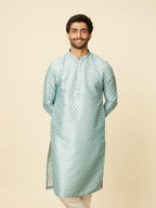 Manyavar Mens Green Art Silk Self Design Kurta Pyjama Set