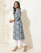 Fabindia WomenS Cotton Printed Regular Kurta (1038019Blue_Blue