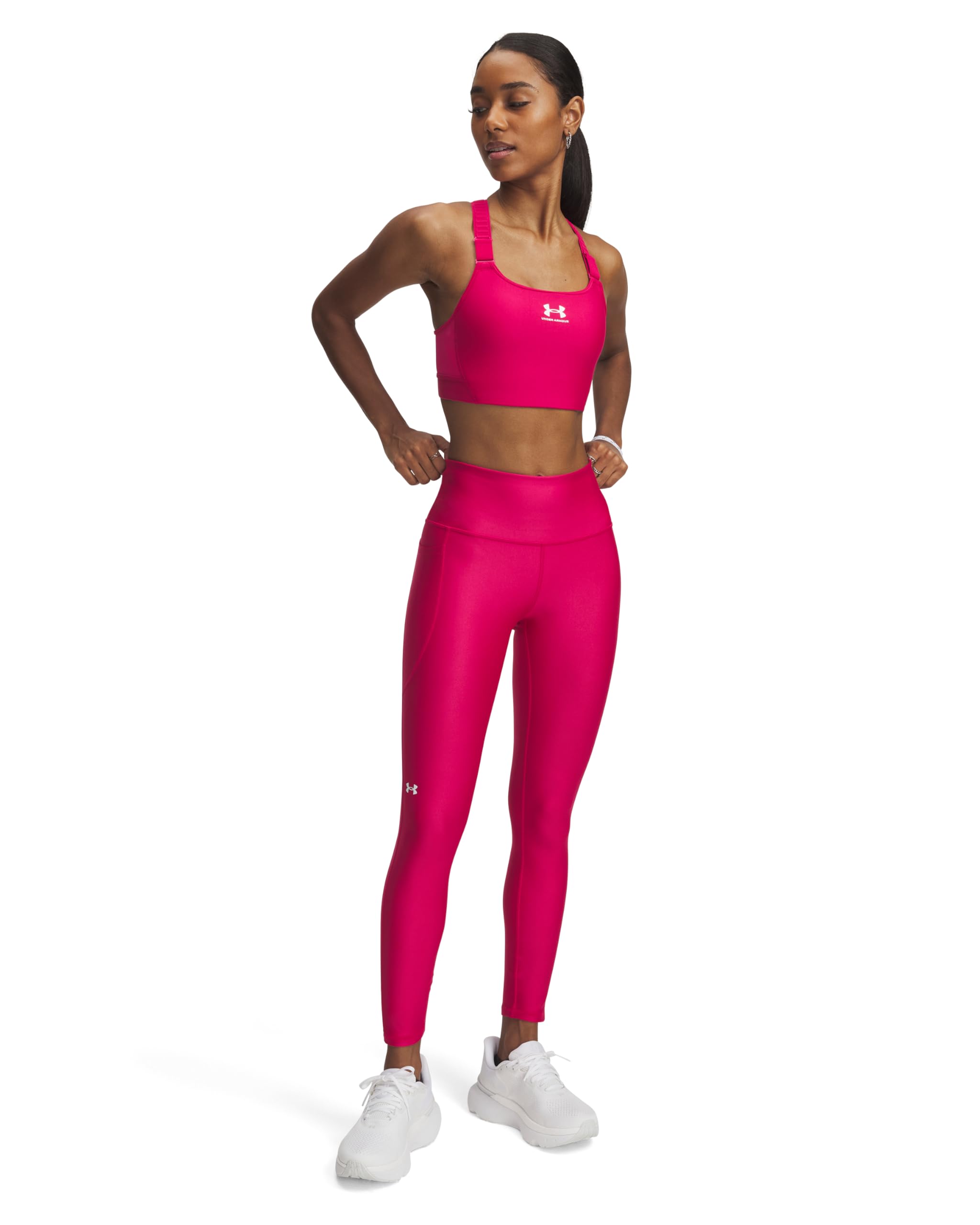 Under Armour Womens HeatGear Armour High Waisted Ankle No-Slip Leggings, (681) Shaded Fuchsia / / White, XX-Large
