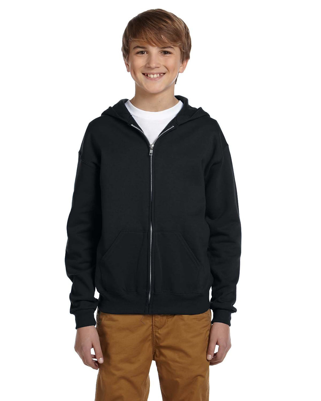 Youth 8 oz NuBlend Fleece Full-Zip Hooded Sweatshirt - J NAVY - L(D0102HI3FXU)