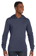 Unisex Jersey Long-Sleeve Hoodie - HEATHER NAVY - XS(D0102H7WFL6)