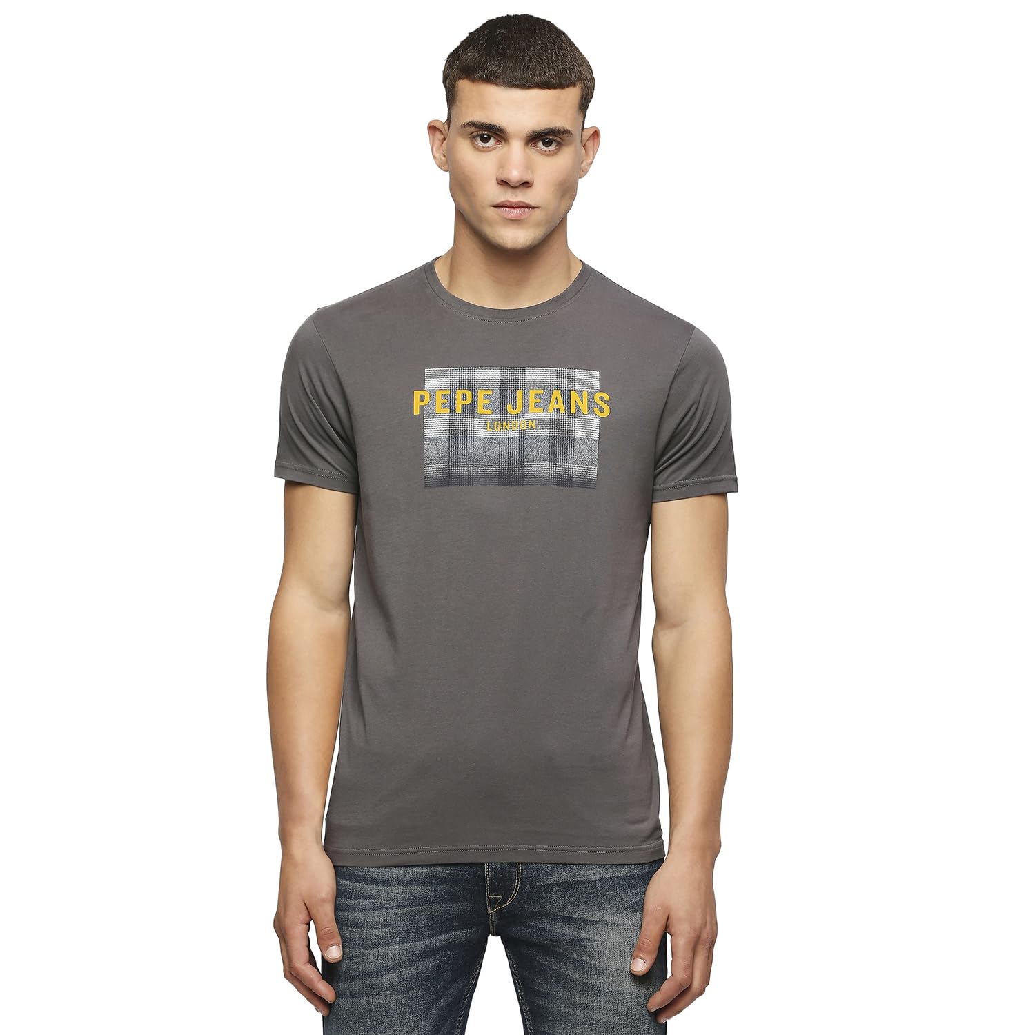 Pepe Jeans MenS Printed Slim Fit T-Shirt (Pm509348_Thunder