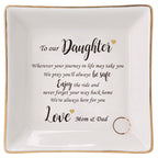 HOME SMILE Engagement Wedding Gifts for Daughter From Parents,Daughter Ringt Dish Jewelry Tray-Birthday,Christmas,Valentine's Da