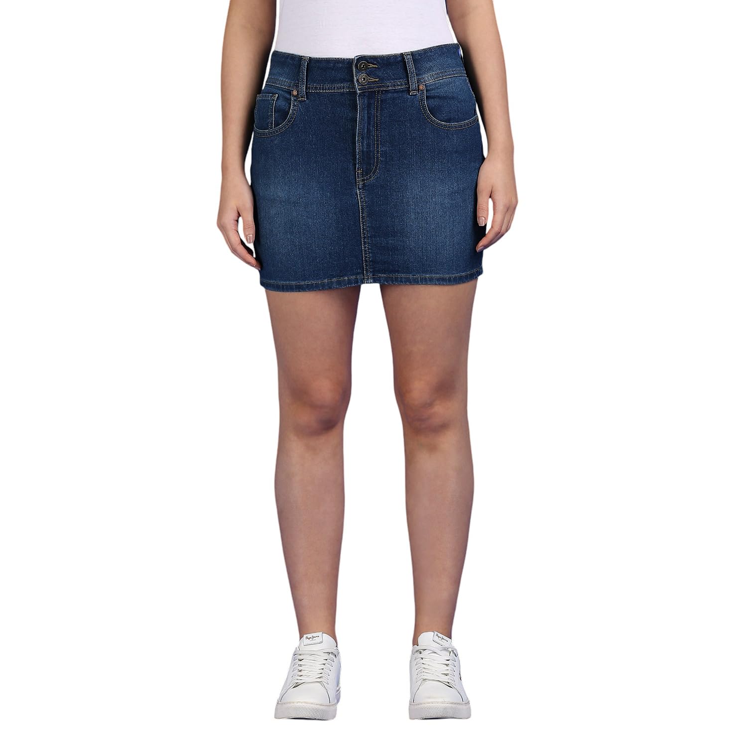 Dark Blue Mid Waist Mini Denim Skirt