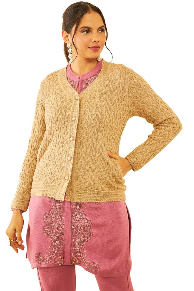 Soch Women Acrylic Woven Design Winter Cardigan