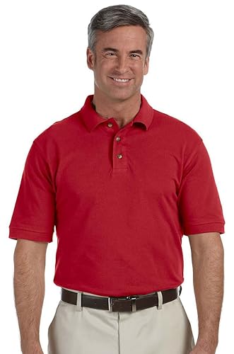 Mens 6 oz Ringspun cotton Piqu Short-Sleeve Polo - WHITE - 5XL(D0102H7KYcX)