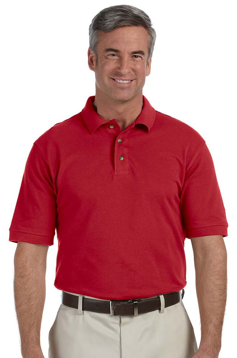 Mens 6 oz Ringspun cotton Piqu Short-Sleeve Polo - WHITE - 5XL(D0102H7KYcX)