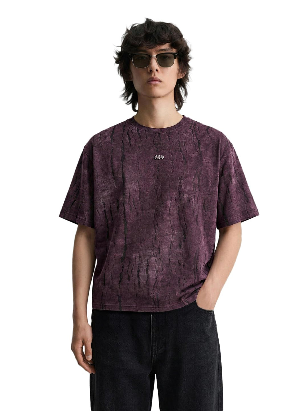 The Indian Garage Co Mens Boxy Fit Distressed Half Sleeves Crew Neck T-Shirt