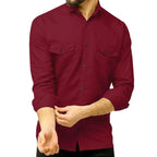 Rebelify Double Pocket MenS Casual Shirt - Regular Fit, Solid Spread Collar, Versatile Everyday Wear, Comfortable And Stylish De