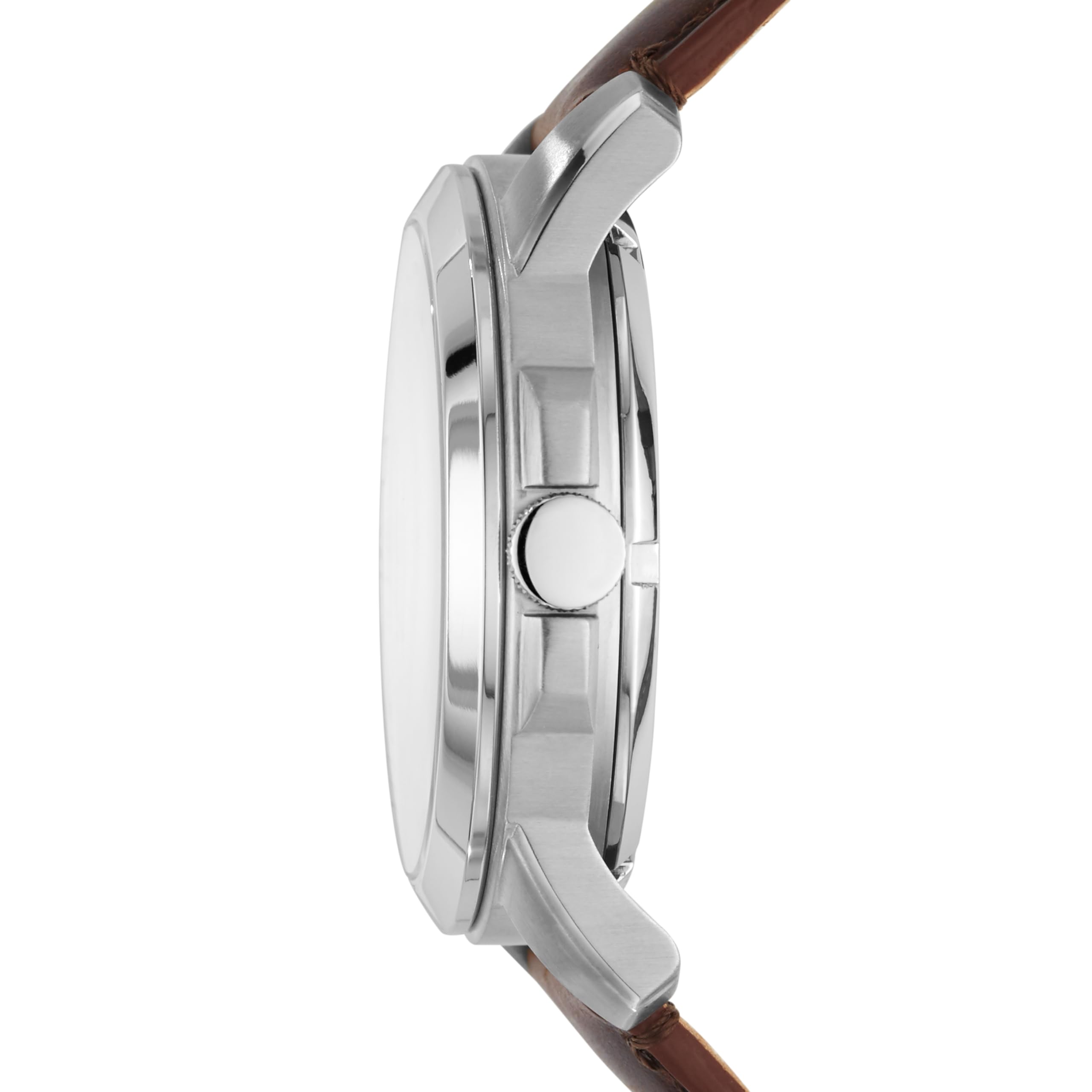 Fossil Men's Grant Automatic Stainless Steel and Leather Three-Hand Watch, Color: Silver, Brown (Model: ME3099)