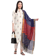 ANNI DESIGNER Womens Cotton Straight Kurta with Pant & Dupatta (KPTD-COT-10003-WHITE_L_White_Large)