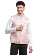 Turtle Men Cotton Viscose Light Pink Nehru Jacket