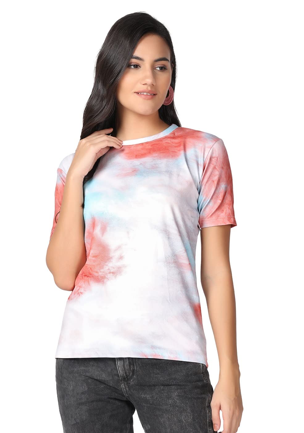 Leriya Fashion Women Striped Tie-Dye Top With Half Sleeves For Office Wear, Casual Wear Western Top Short Sleeve Pajama Sleep To