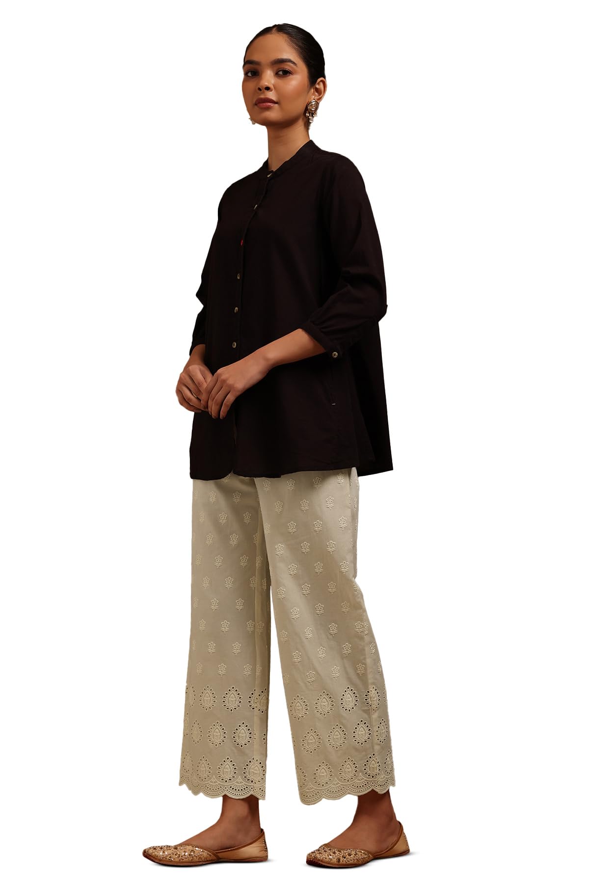 Soch Women Cotton Embroidered Palazzo with Thread Work