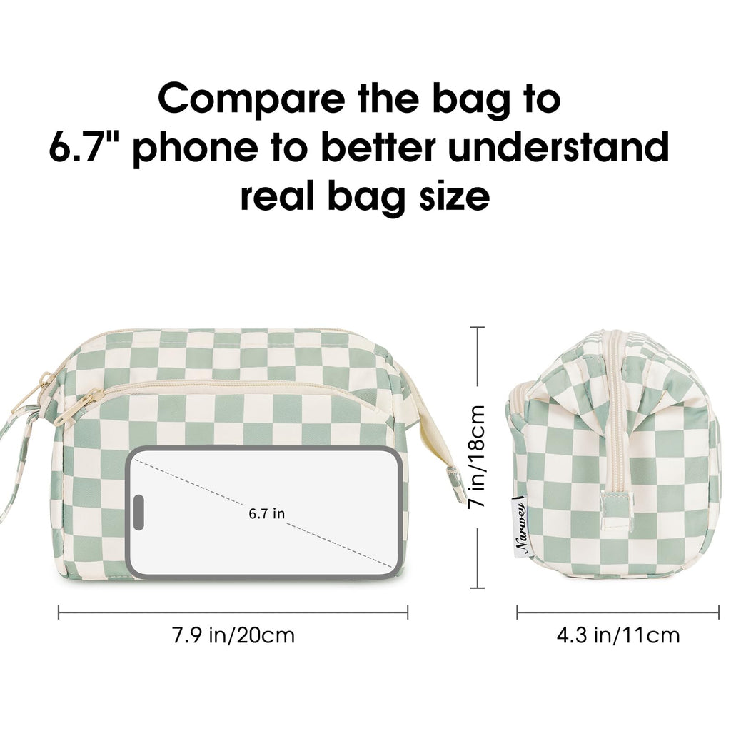 Narwey Large Women Makeup Bag Wide-open Make up Bag Travel Cosmetic Organizer Toiletry Bag for Cosmetics Toiletries Accessories