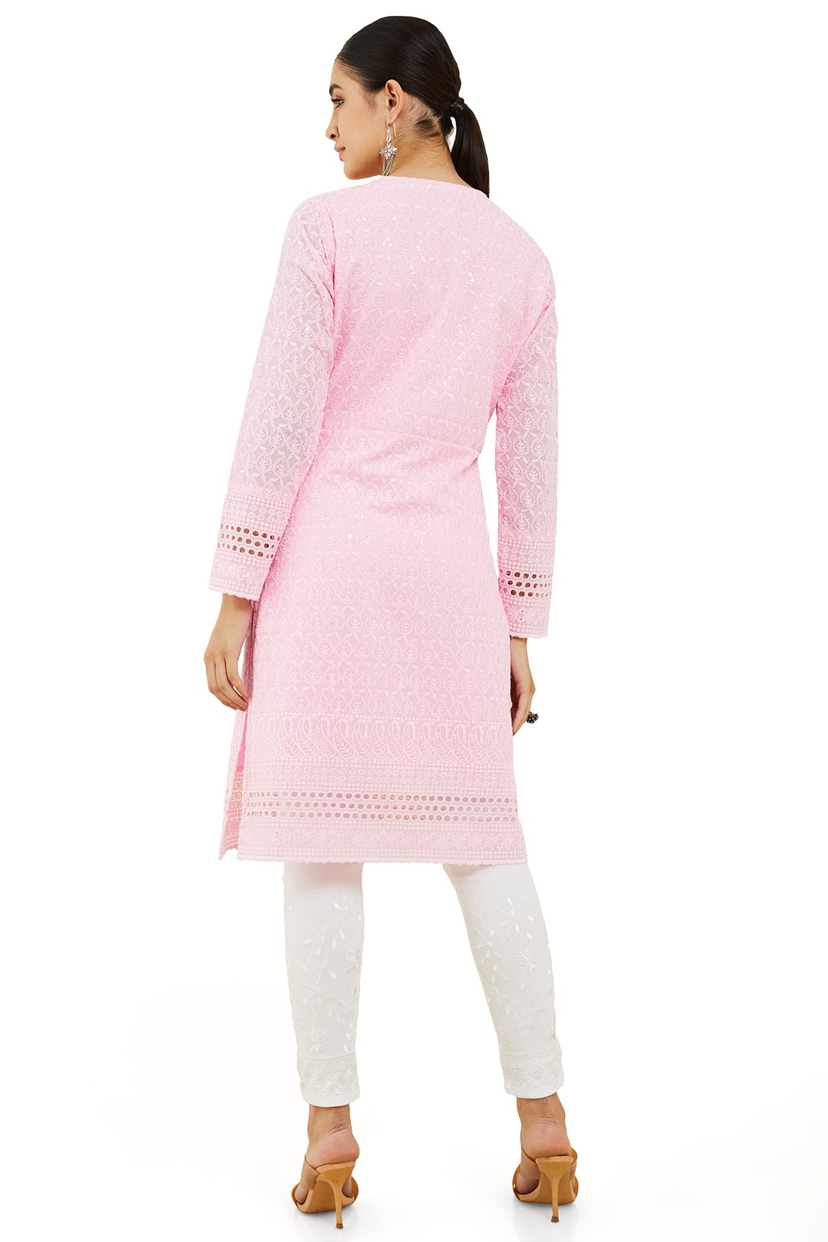 Soch Women Floral Pink Cotton Kurta