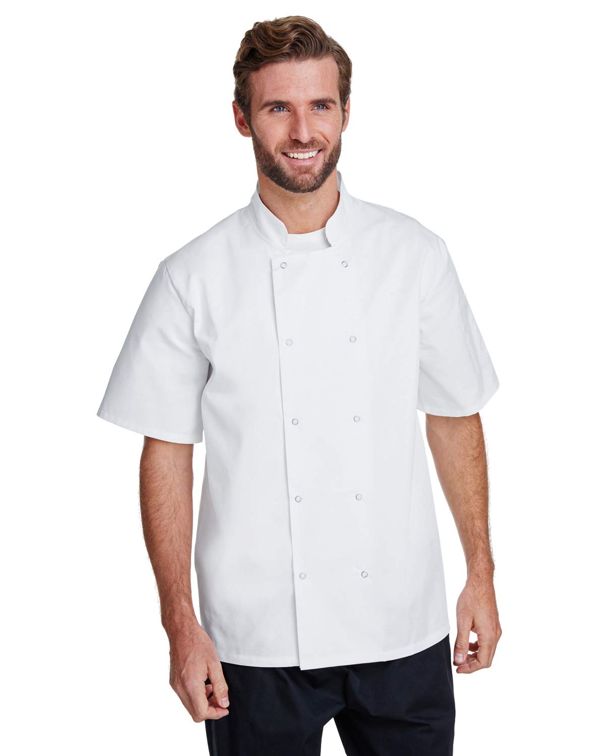 Unisex Studded Front Short-Sleeve chefs Jacket - BLAcK - 2XL(D0102H7MFPP)