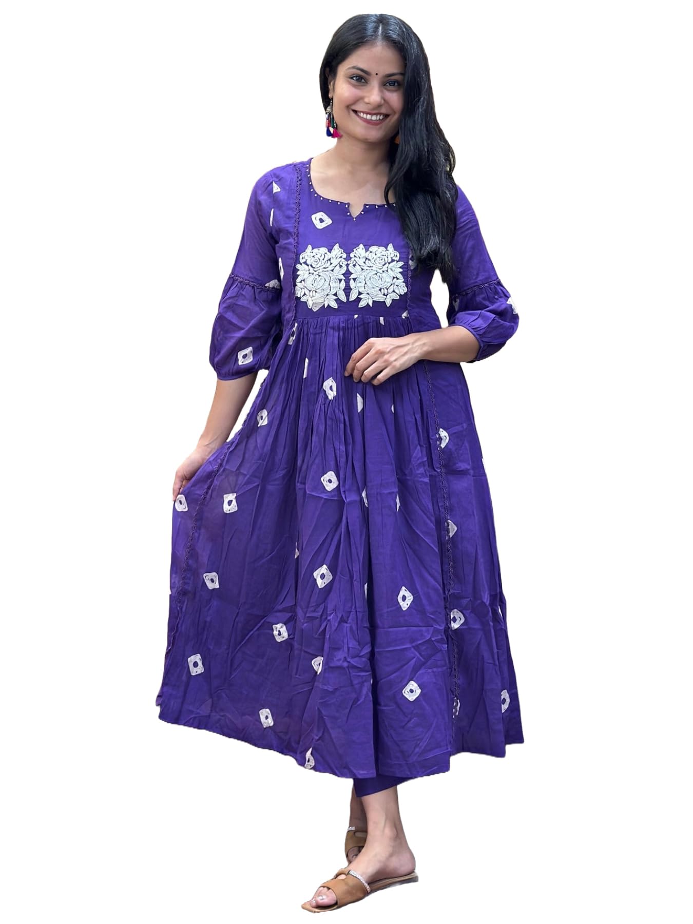 ANNI DESIGNER Womens Rayon Blend Anarkali Printed Kurta with Pant (ANVESHI BEGANI_XXL_Begani_XX-Large)