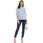 Idalia Blue- White Striped Top