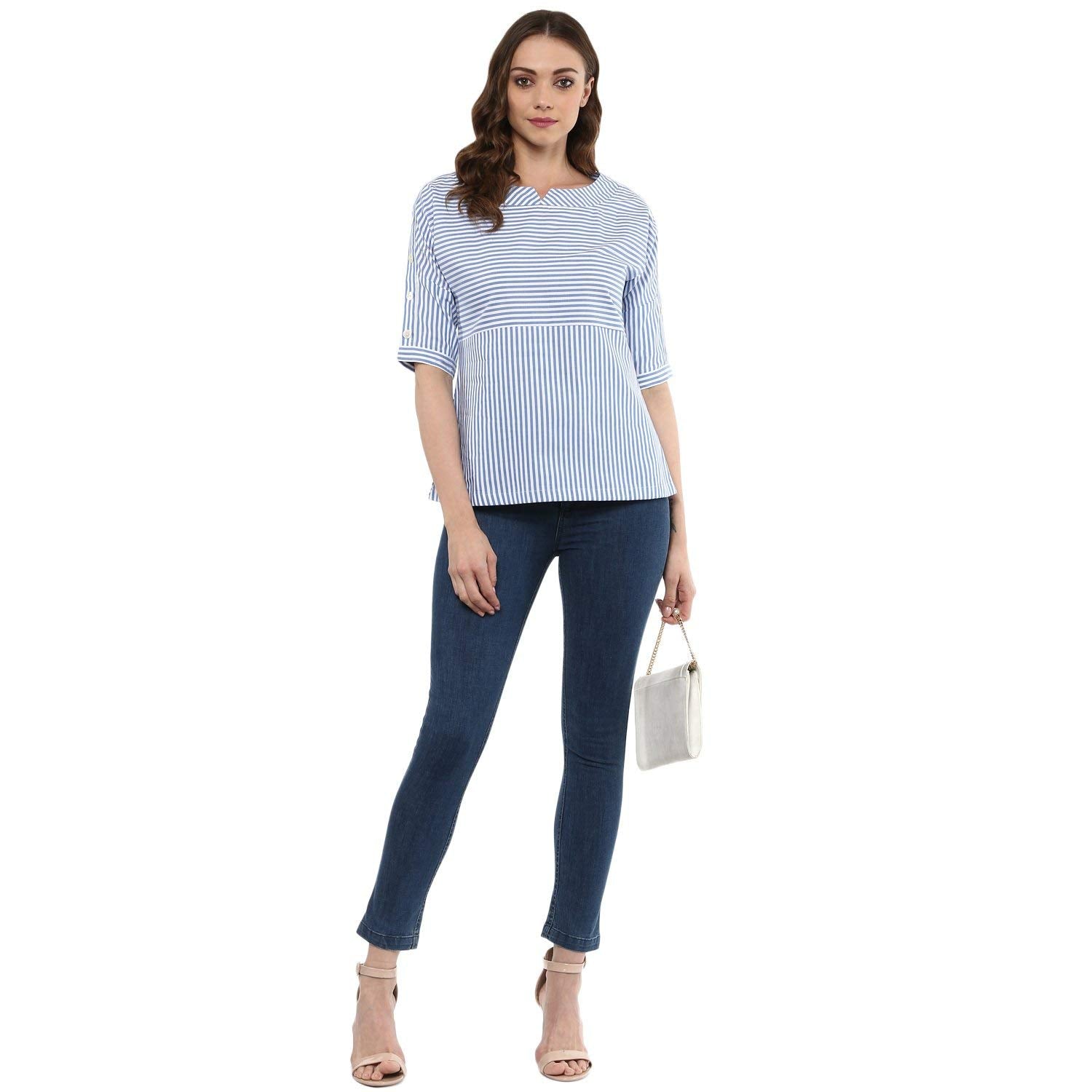 Idalia Blue- White Striped Top