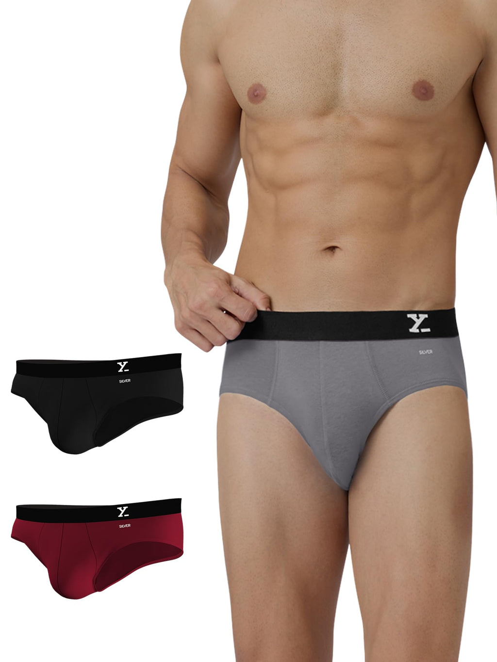 XYXX Mens Aero Silver Cotton Underwear for Men, Anti-Odour Silver Tech, Lasting Freshness, Moisture Absorbent Pack of 3 (XXL; Bl