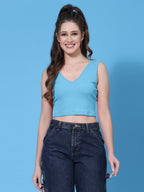 OOMPH! Crop Tops for Women, Blue - mt695