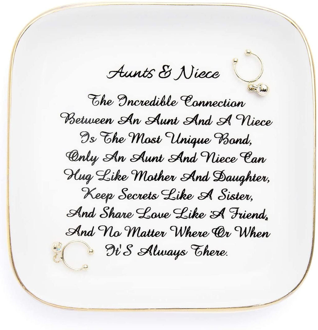 PUDDING CABIN Aunt Gifts from Niece, Aunts&Niece    Trinket Dish Ring Holder Gifts for Aunt Christmas Aunts Birthday, Mother's D