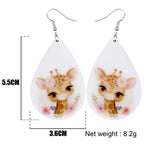 NEWEI Acrylic Cute Basket Giraffe earrings Drop Dangle Fashion Animal Jewelry For Women Gift Charms (Black)