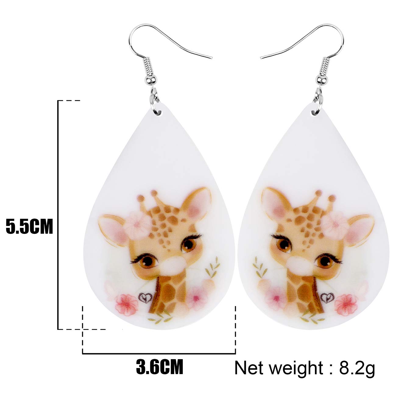NEWEI Acrylic Cute Basket Giraffe earrings Drop Dangle Fashion Animal Jewelry For Women Gift Charms (Black)