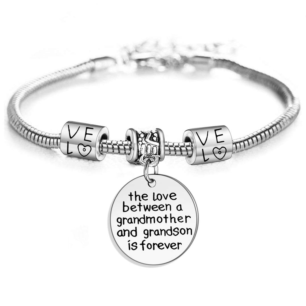 YEEQIN Grandmother Gift Bracelet From Grandson Grandmother Bracelet Grandma Gift Christmas Grandmother and Grandson Love Forever