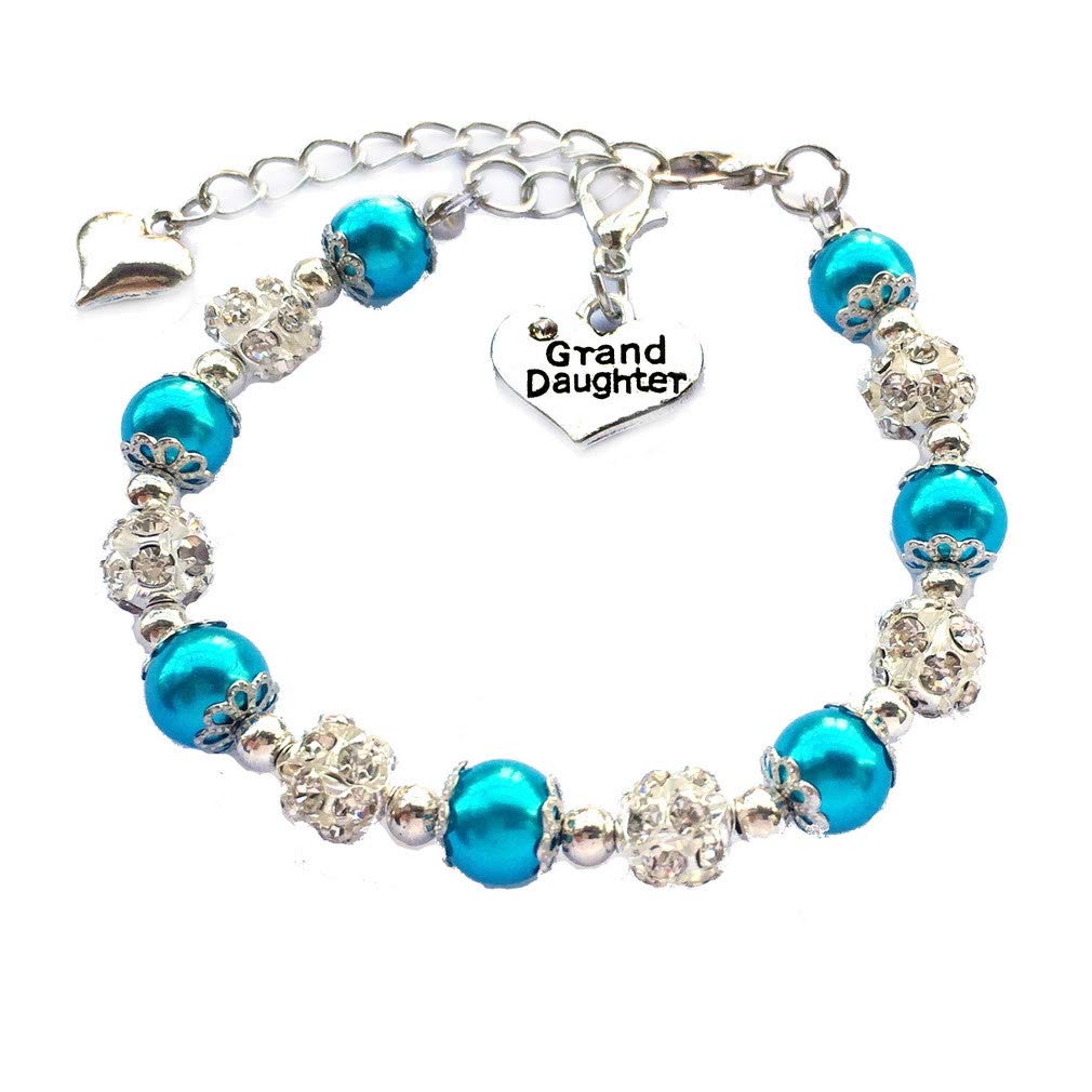 DOLON Teal Color Rhinestone Crystal Gift for Granddaughter Bracelet from Grandparents Jewelry Birthday Graduation Christmas