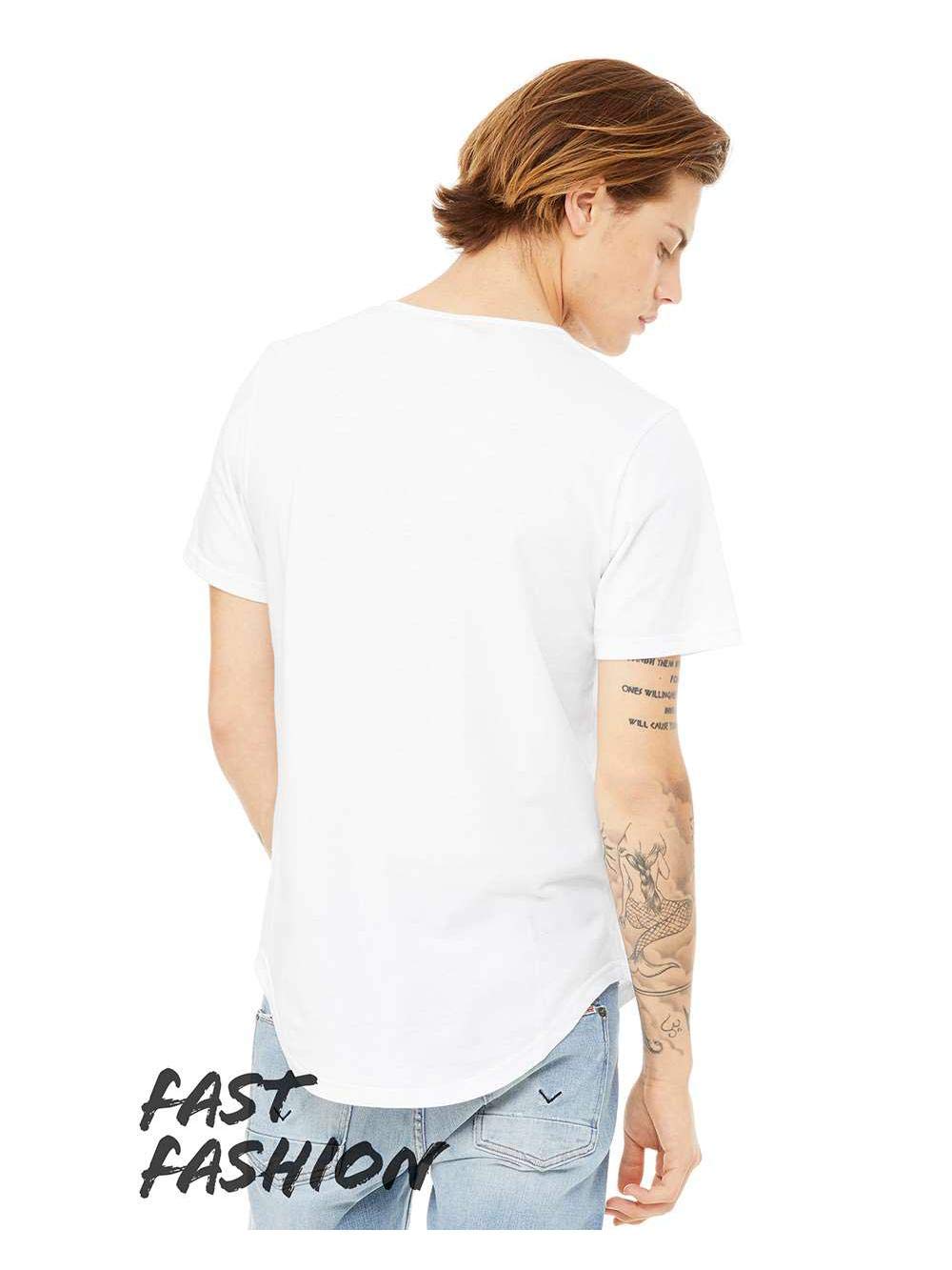 FWD Fashion Mens curved Hem Short Sleeve T-Shirt - WHITE - S(D0102H7KA7P)